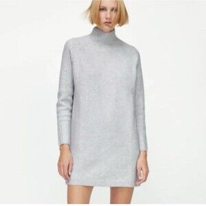 Zara Women’s Soft Feel High Collar Knit Sweater Dress Sz M Minimalist Lagenlook